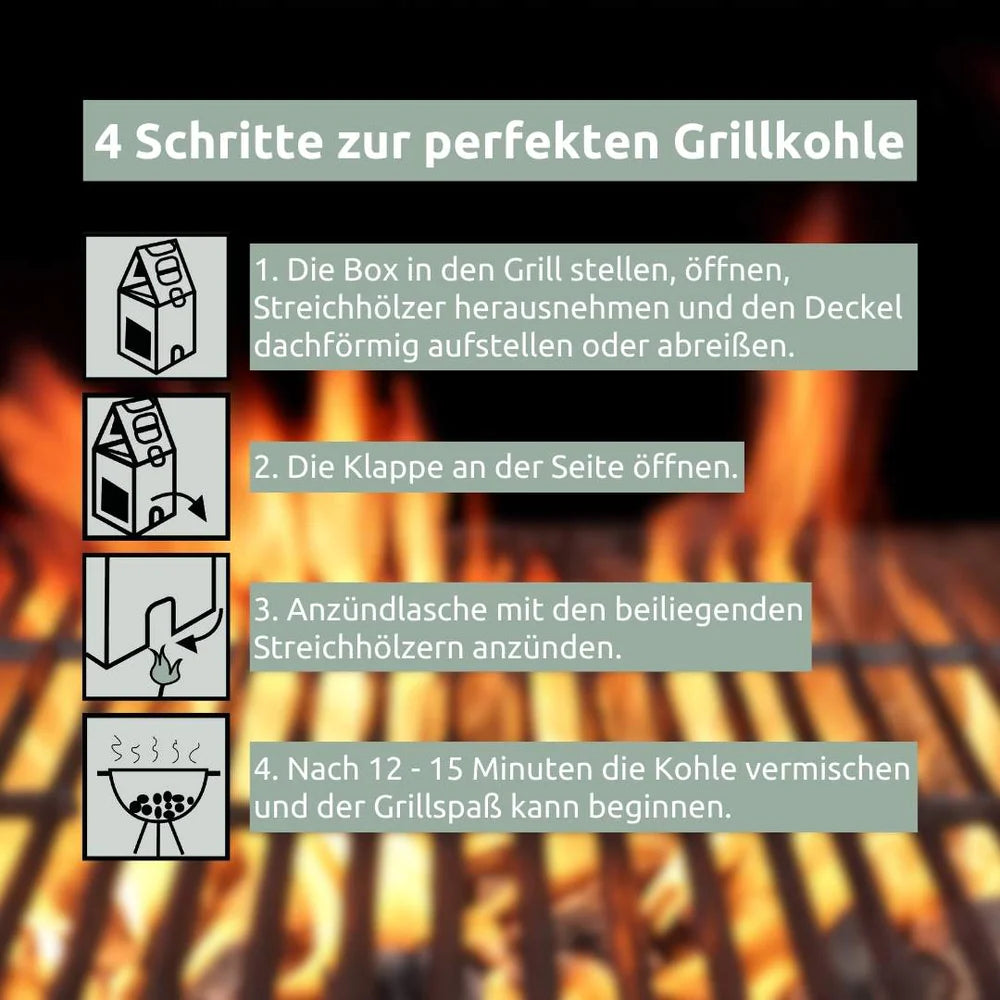 Light‑UP‑Box 4in1 Grillbox – Grillkohle & Anzündhilfe