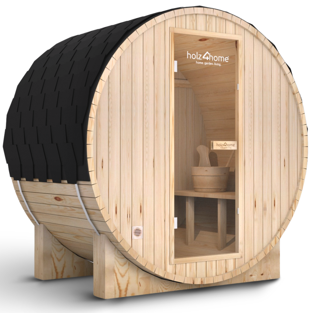 Fasssauna L - 4 Personen Pini Wood Outdoor Sauna inkl. Ofen