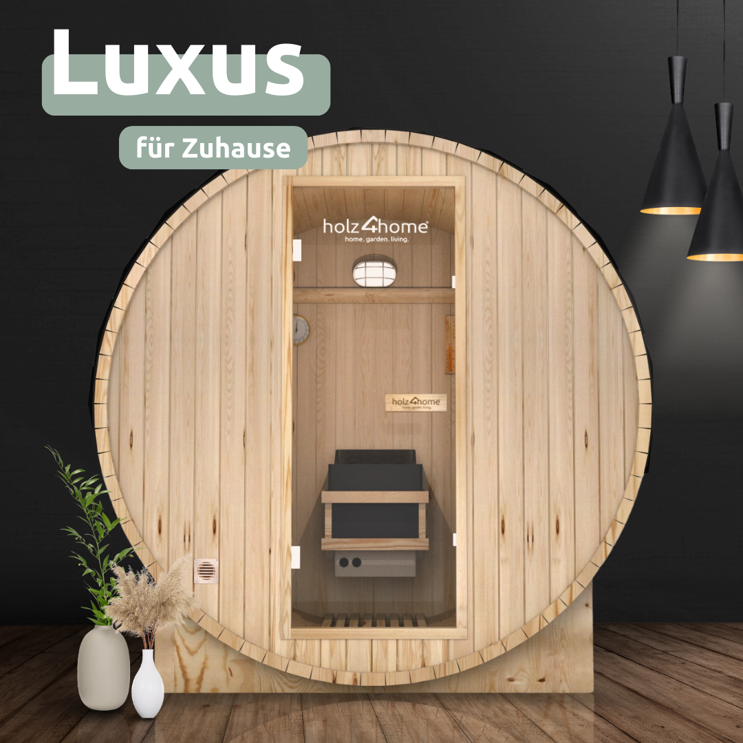 Fasssauna L - 4 Personen Pini Wood Outdoor Sauna inkl. Ofen