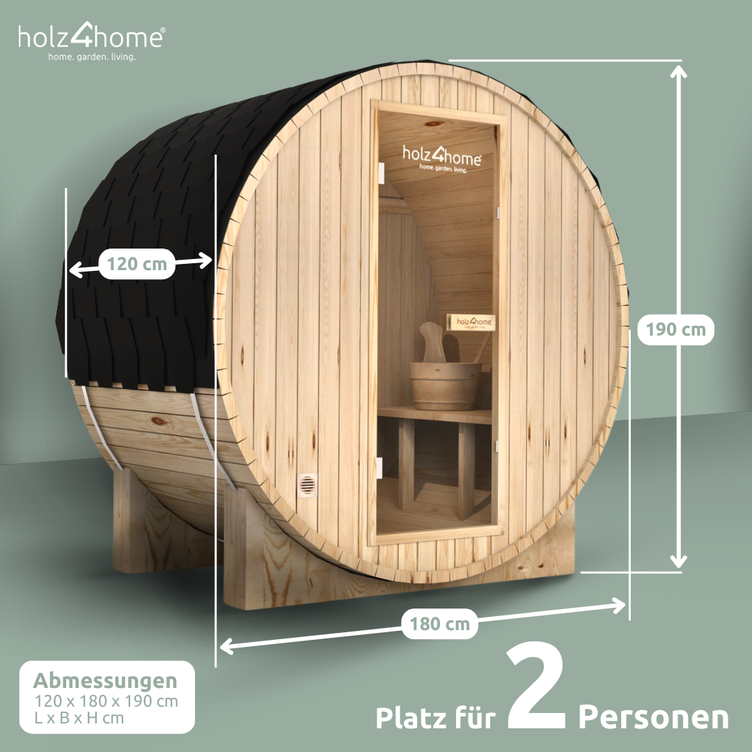 Fasssauna M - 2 Personen Pini Wood Outdoor Sauna inkl. Ofen