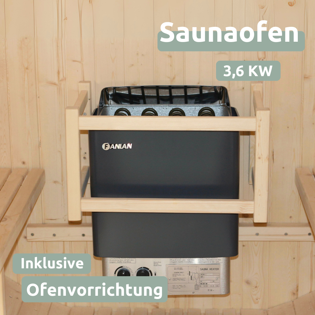 Fasssauna L - 4 Personen Pini Wood Outdoor Sauna inkl. Ofen
