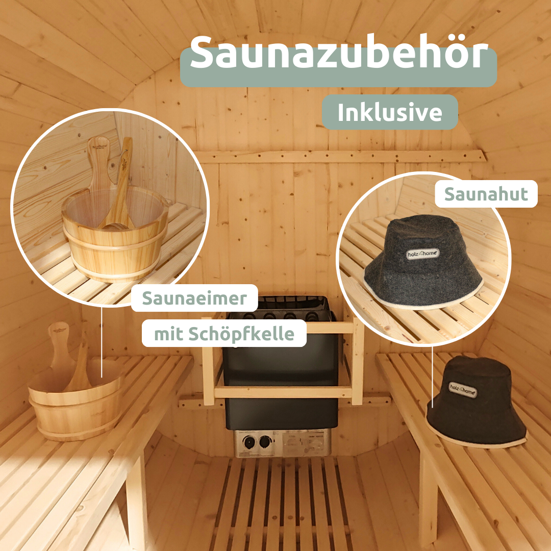 Fasssauna L - 4 Personen Pini Wood Outdoor Sauna inkl. Ofen
