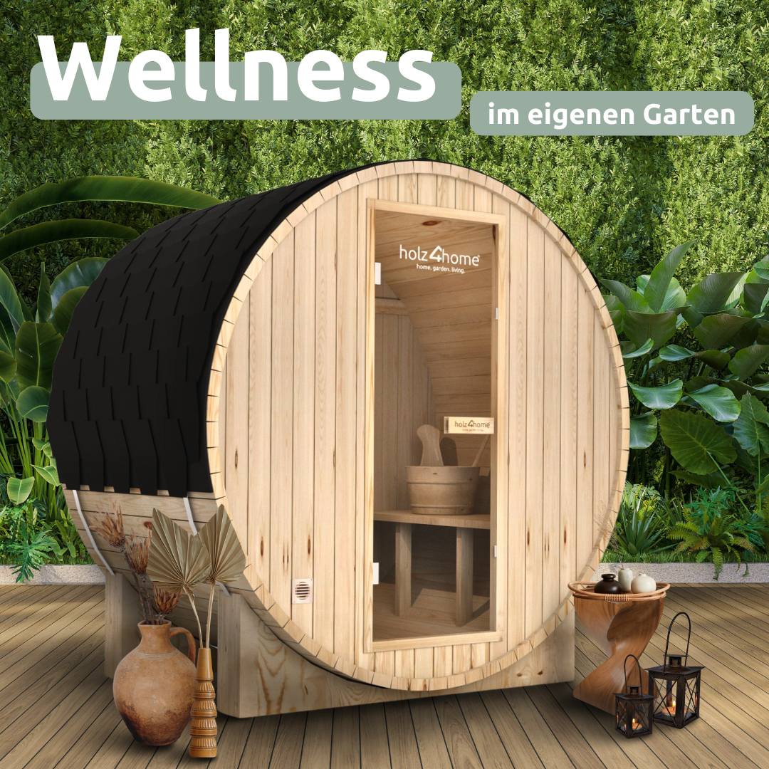 Fasssauna L - 4 Personen Pini Wood Outdoor Sauna inkl. Ofen