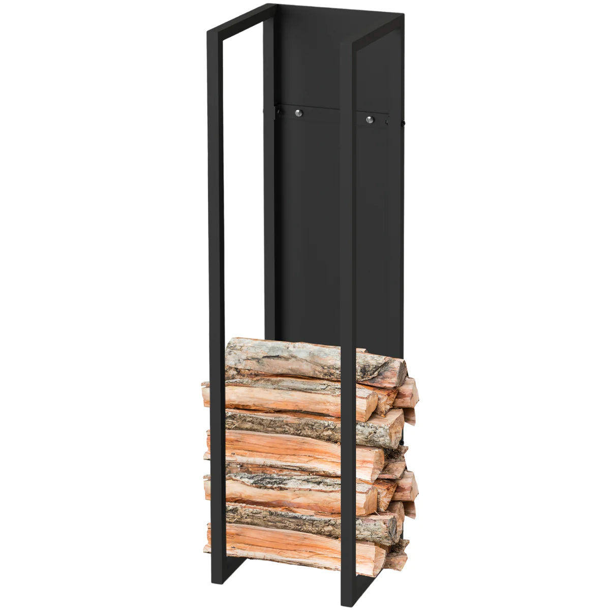 Kaminholzregal 100 × 25 × 25 cm aus Metall Schwarz inkl. Ofenhandschuh