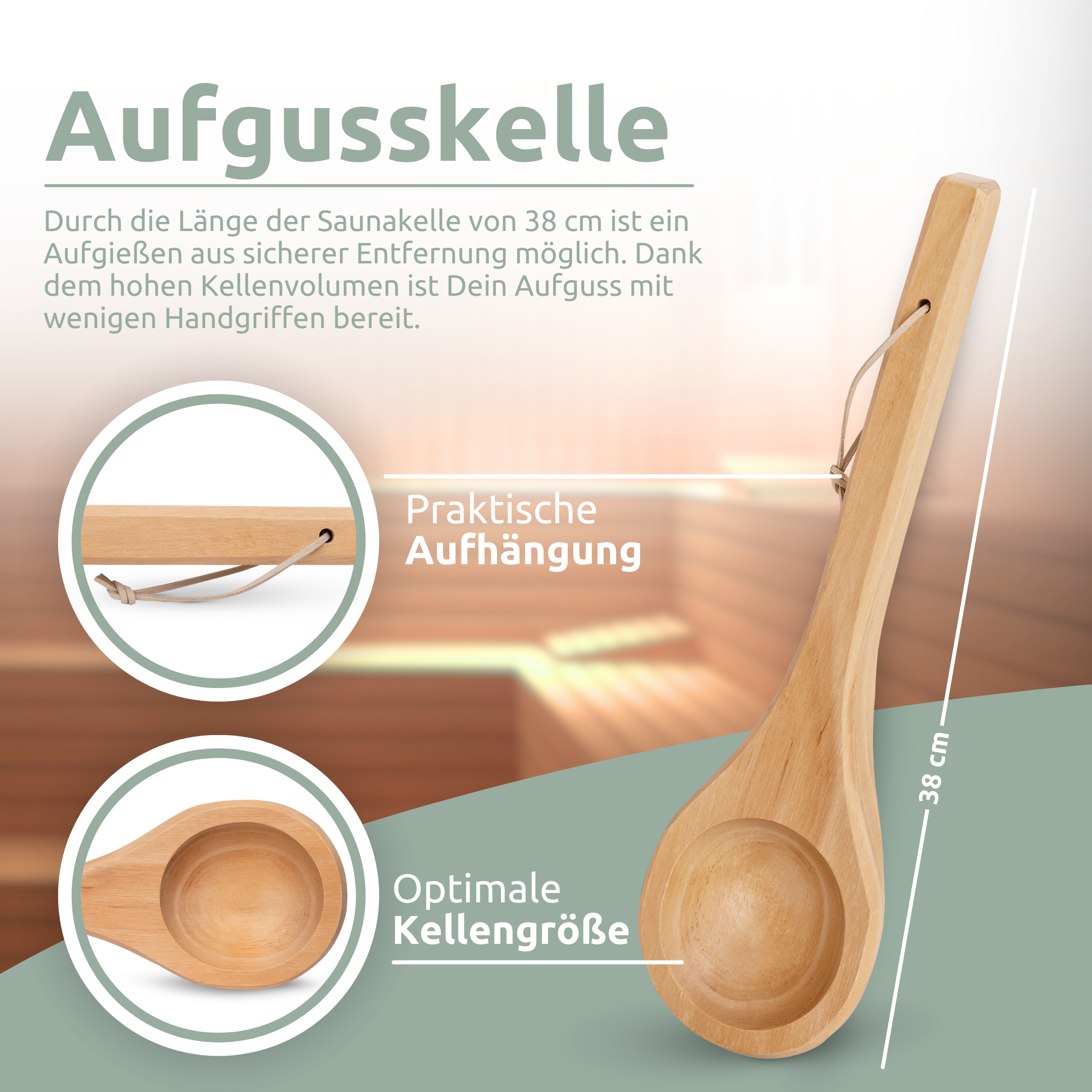 Saunazubehör-Set mit Eimer, Kelle, Sanduhr und Thermo-Hygrometer